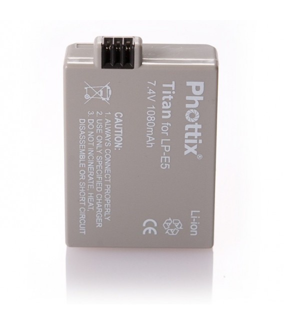 Phottix® TITAN LP-E5 Li-ion 1080 mAh Rechargeable battery