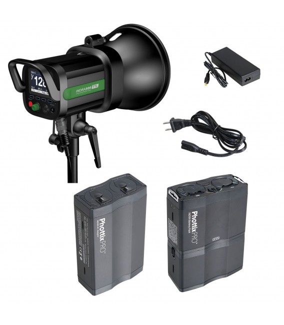 Phottix Indra500 TTL Monolights and 5000 mAh Li-Ion Battery Pack and AC Adapter for Indra Monolight